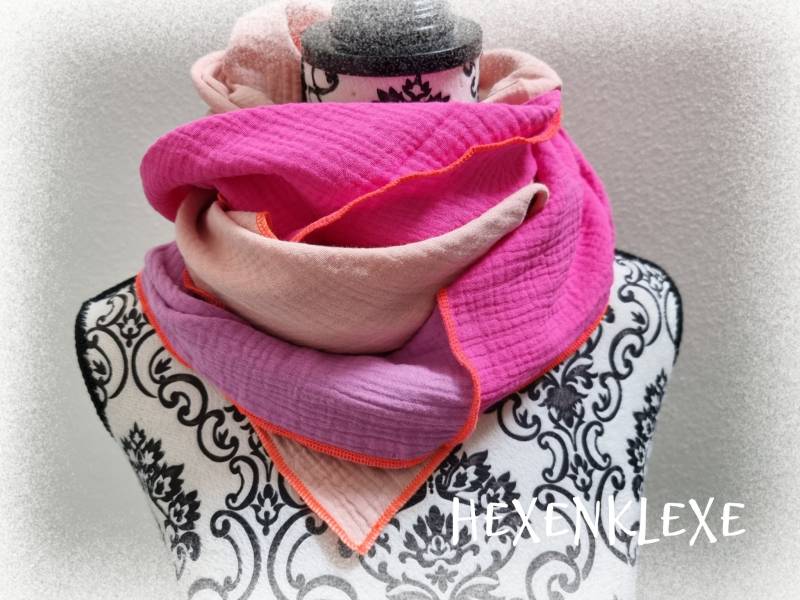 Musselintuch Tuch Aus Musselin Damen Dreieckstuch 140 X 220 Lieblingstuch Halstuch Musselintücher Mehrfarbig Flieder Pink Lachs von Hexenklexe
