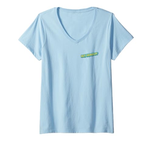 Damen Hey Arnold Front and Back 90's Character Collage Cartoon T-Shirt mit V-Ausschnitt von Hey Arnold