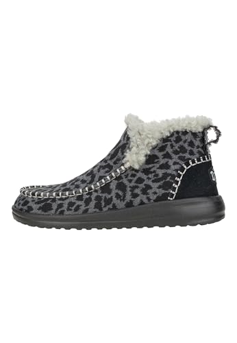 HEYDUDE Denny Leopard Damen - Slippers flache Schuhe - Ankle Boots - Mokassin Stil, Black Leopard, 40 von HEYDUDE