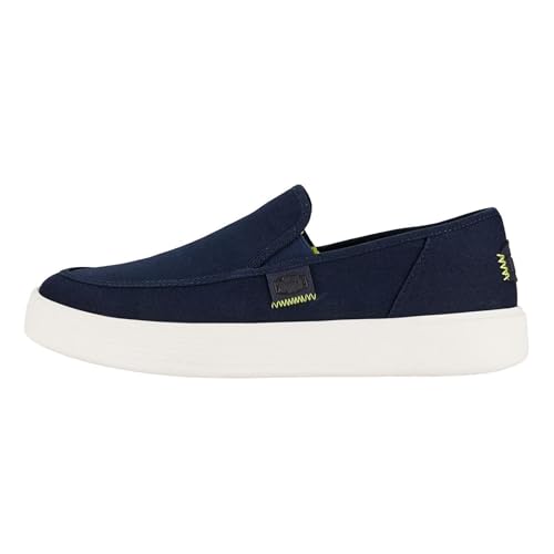 HEYDUDE Sunapee Canvas Herren - Slip on Schuhe - Mokassin Stil, Navy/White, 48 von HEYDUDE