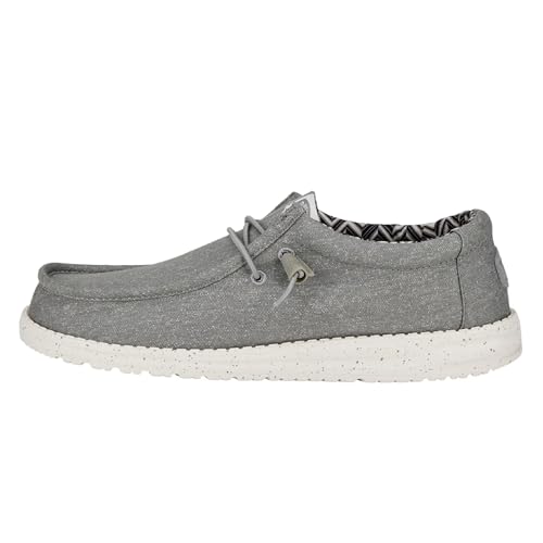 HEYDUDE Wally Canvas Herren - Slip on Schuhe - Mokassin Stil, Light Grey, 41 von HEYDUDE