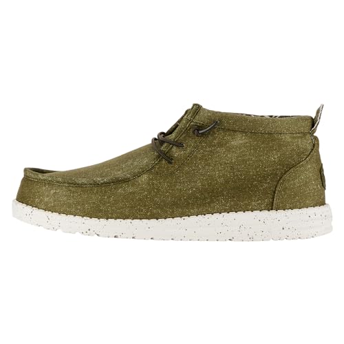 HEYDUDE Wally Mid Canvas Herren - Slip-On Schuhe - Ankle Boots, Olive, 41 von HEYDUDE