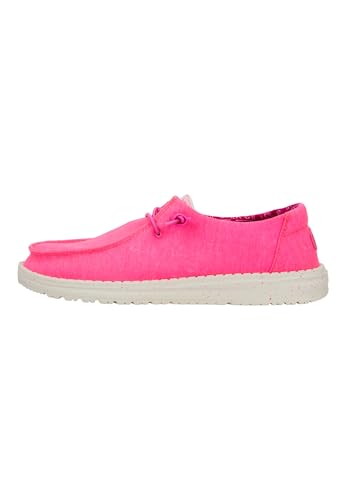 HEYDUDE - Wendy Stretch Canvas Damen - Slip-On Flache Schuhe - Ballerinas, Neon Pink, 39 EU von HEYDUDE