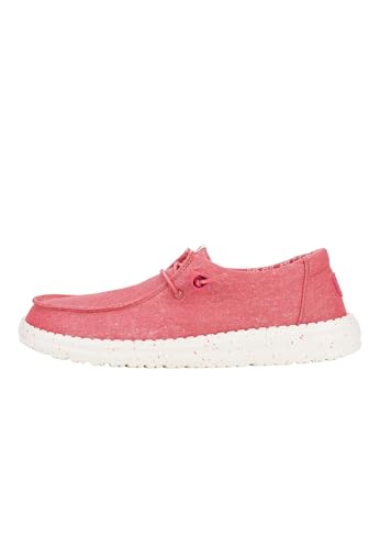 HEYDUDE Wendy Canvas Damen - Slip on Flache Schuhe - Mokassin Stil, Washed Red, 37 von Hey Dude