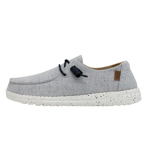 HEYDUDE Wendy Chambray Damen - Slip on Flache Schuhe - Mokassin Stil, White Blue, 39 von HEYDUDE