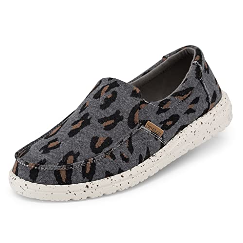 Hey Dude Misty - Damenschuhe - Farbe Charcoal Cheetah - Freizeitschuhe im Loafer-Stil - Größe 36 von Hey Dude