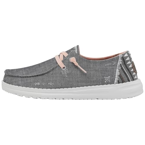 HEYDUDE Wendy Boho Damen - Slip on Schuhe - Mokassin Stil, Grey, 37 von HEYDUDE