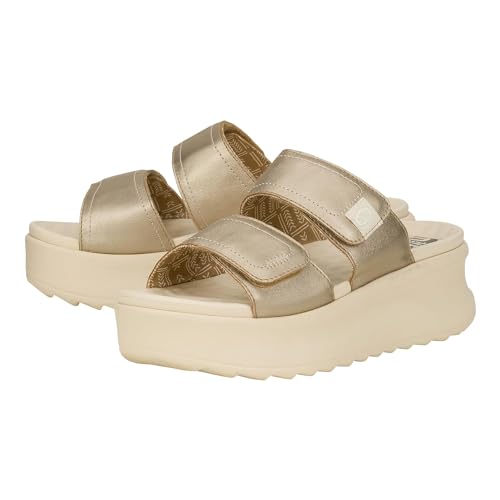 Hey Dude Delray Slide Classic - Sandalen für Damen - Obermaterial aus Textil und Synthetik - Baumwollfutter - EVA-Laufsohle, Champagner, 43 EU von HEYDUDE