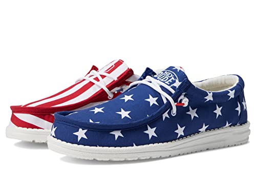 Hey Dude Herren Wally Patriotic | Herren Loafers | Herren Slip On Schuhe | Bequem & Leicht, US-Flagge, 42 EU von Hey Dude