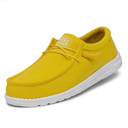 Hey Dude Herren Wally Slub Canvas Moc Toe Shoes, Empire Yellow, 42 EU von Hey Dude