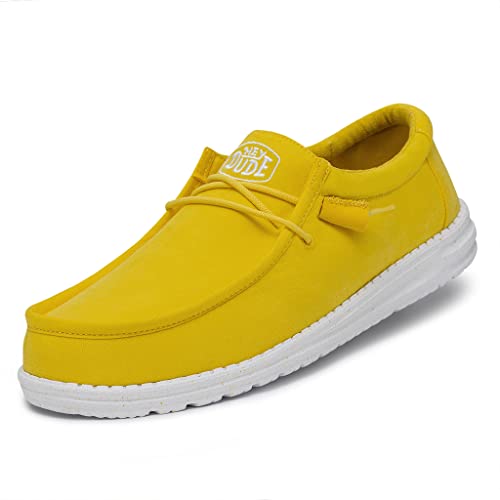Hey Dude Herren Wally Slub Canvas Moc Toe Shoes, Empire Yellow, 43 EU von Hey Dude