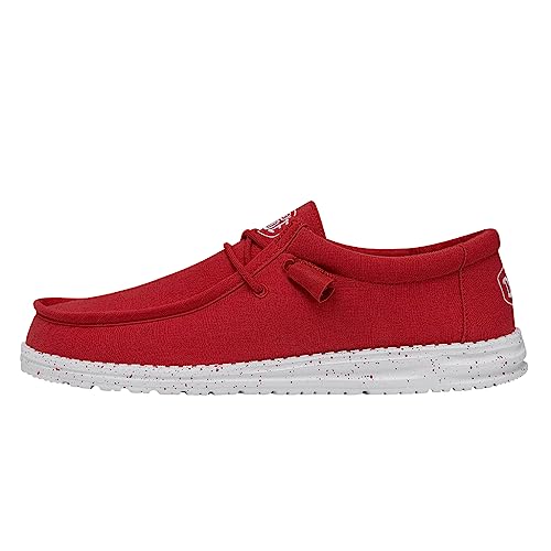 Hey Dude Herren Wally Slub Canvas Moc Toe Shoes, Red, 40 EU von Hey Dude