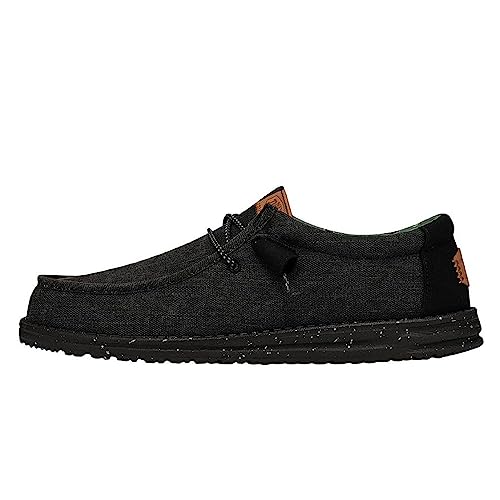 Hey Dude - Herren Wally Washed Canvas Slip-On Schuhe, Schwarz Schwarz, 42 EU von Hey Dude