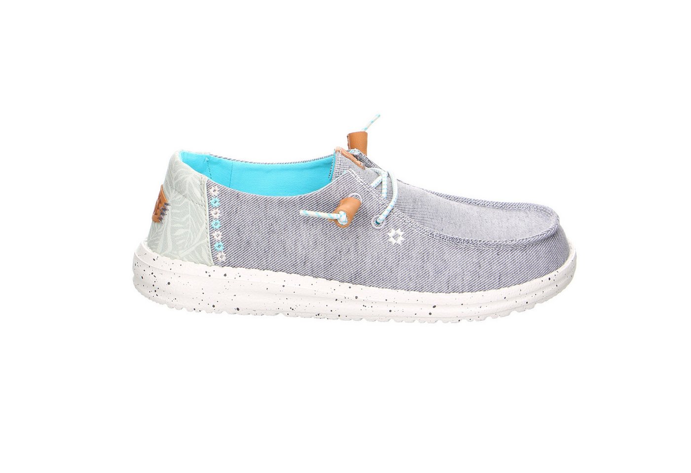 Hey Dude Hey Dude Wendy Heathered Slub Tropical Leinen-Stoff Slipper grau Slipper von Hey Dude