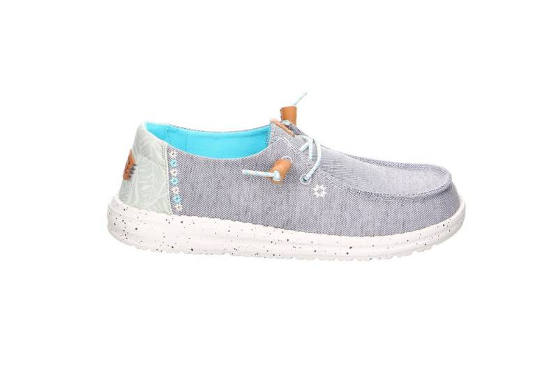 Hey Dude Hey Dude Wendy Heathered Slub Tropical Leinen-Stoff Slipper grau Slipper von Hey Dude