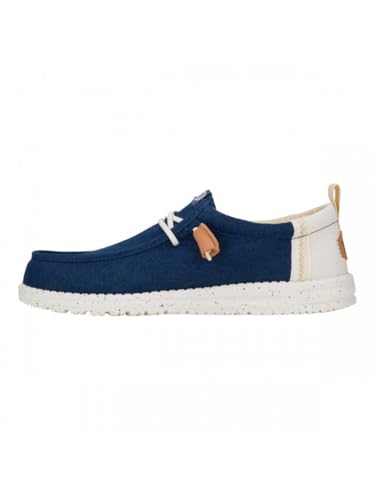 Hey Dude Wally Craft Linen 43086.4UA Mocassino in Tessuto di lino Blu 44 von HEYDUDE