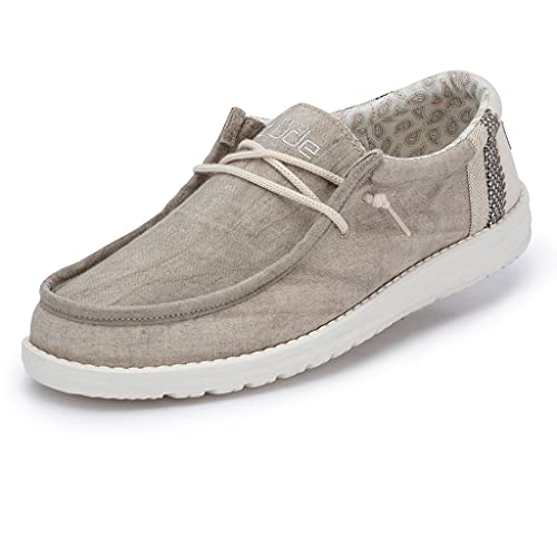 Hey Dude Wally Linen- Herrenschuhe - Farbe Natural Khaki - Freizeitschuhe im Mokassin-Stil - Größe 41 von Hey Dude