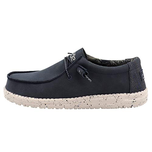 Hey Dude Wally Recycled Leather - Herren Schuhe - Navy - Komfort und Leichtigkeit - Ergonomische Memory-Foam-Sohle - Hausschuhe Herren - Design Italien und Kalifornien Größe EU 44 von Hey Dude