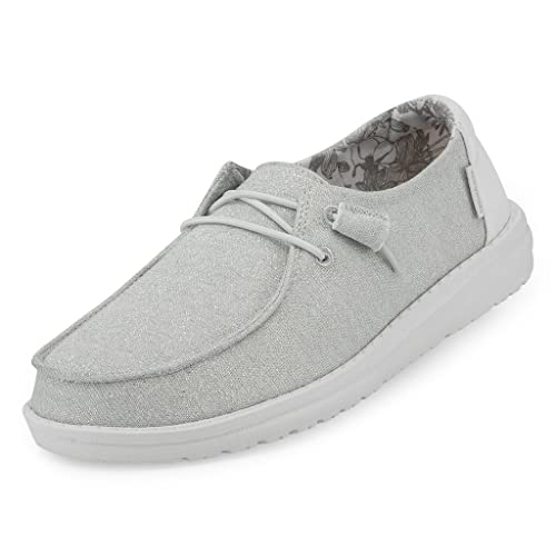 Hey Dude Wendy - Damenschuhe - Farbe Stretch Sparkling White - Freizeitschuhe im Mokassin-Stil - Größe 39 von Hey Dude