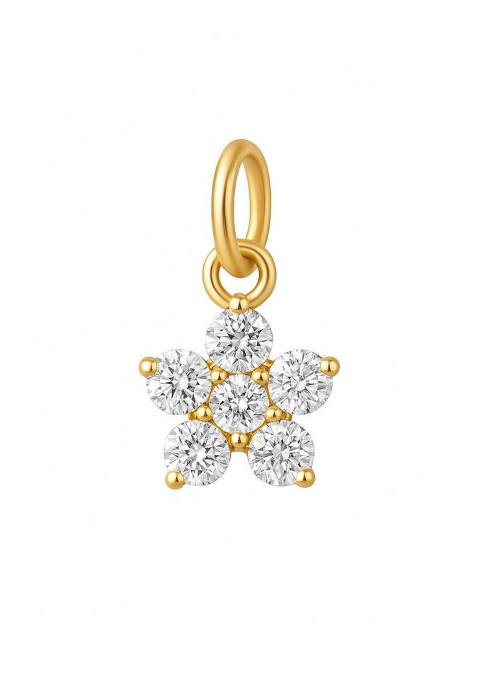 Dear Me Goldkette Anhänger mit Zirkonia, Schmuck 375 (9K) Echt Gold, Gold Anhänger Blume, Stern, Saturn, Halbmond für Damen von Hey Happiness