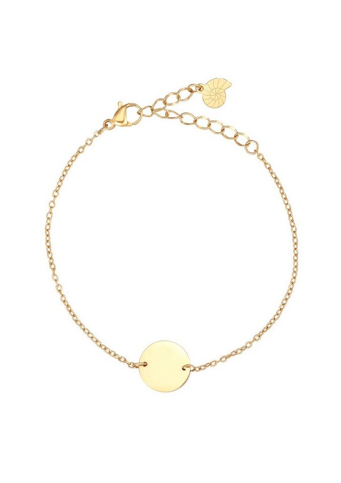 Hey Happiness Armkette Damen Kreis Anhänger, 18K Gold Roségold, Edelstahl Armband Geo Platte, wasserfest von Hey Happiness