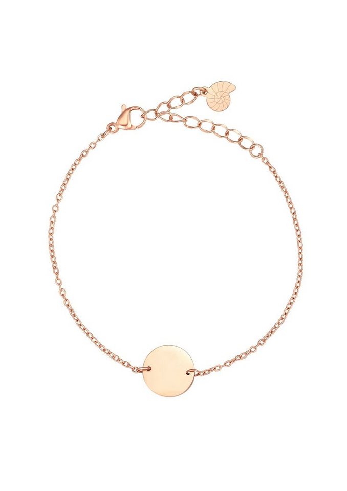 Hey Happiness Armkette Damen Kreis Anhänger, 18K Gold Roségold, Edelstahl Armband Geo Platte, wasserfest von Hey Happiness