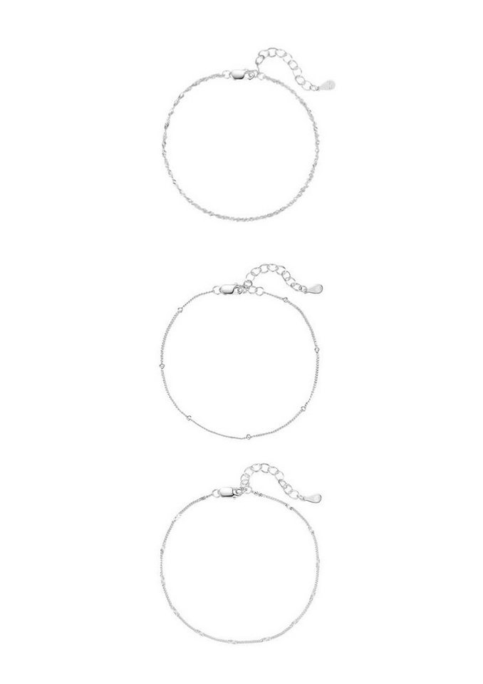 Hey Happiness Armband Set Silber 925 Damen Layer, Armkette 18K Vergoldet (Set), Silber Armkette Kordel Satellite Plättchen, Erbskettchen 3er Set von Hey Happiness