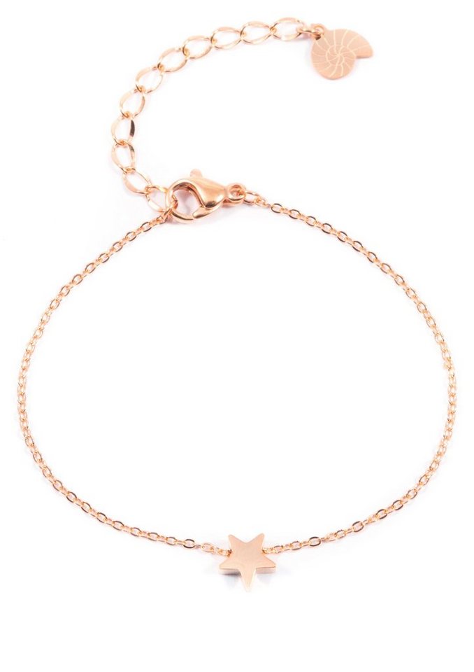 Hey Happiness Charm-Armband Damen Stern klein, 18K Roségold vergoldet, Edelstahl Armkette Stern Kosmoa, wasserfest von Hey Happiness