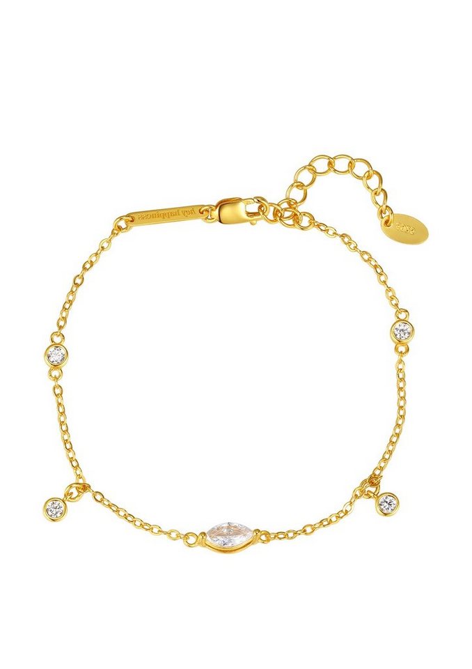 Hey Happiness Charm-Armband Silber Zirkonia 18K Vergoldet, Damen Armkette Kristalle, zur Auswahl, Armband Silber 925 hängend, Brautschmuck von Hey Happiness