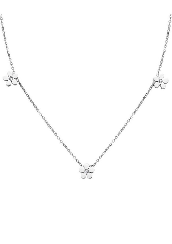 Hey Happiness Charm-Kette Kleine Kristall Blume für Damen, 18K Vergoldeter Edelstahl Halskette mit Zirkon Blüte, wasserfest von Hey Happiness