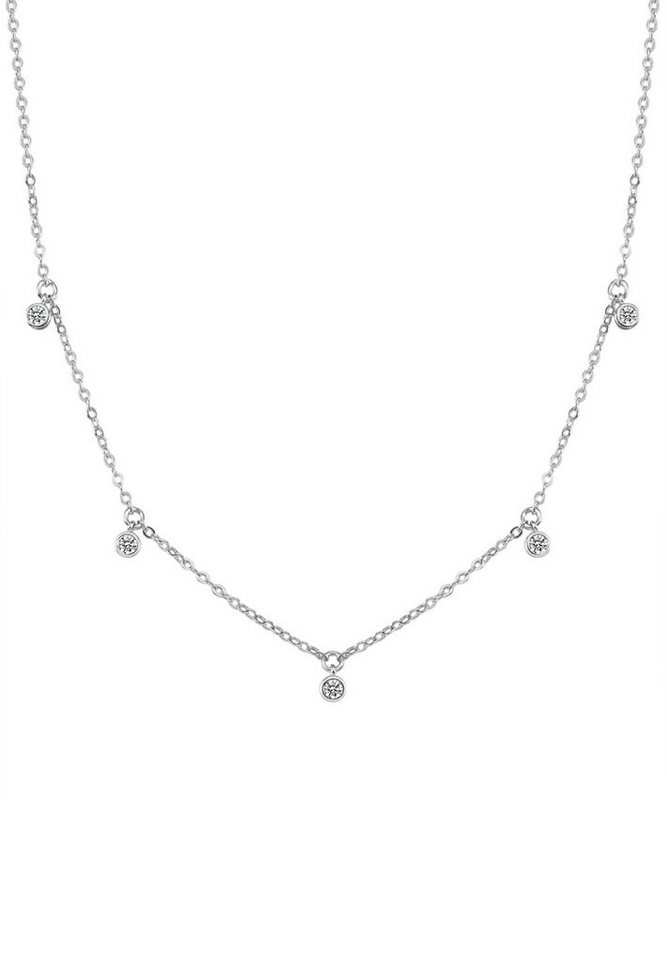 Hey Happiness Charm-Kette Damen Silber 925 Kristalle, 18K vergoldet, Silber Halskette Anhänger Tropfen rund, Brautschmuck von Hey Happiness