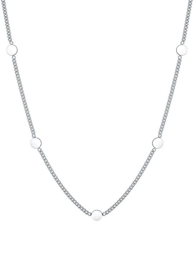 Hey Happiness Charm-Kette Kreis Plättchen hängend klein, 18K Roségold vergoldet, Edelstahl Halskette Damen Geo, wasserfest von Hey Happiness