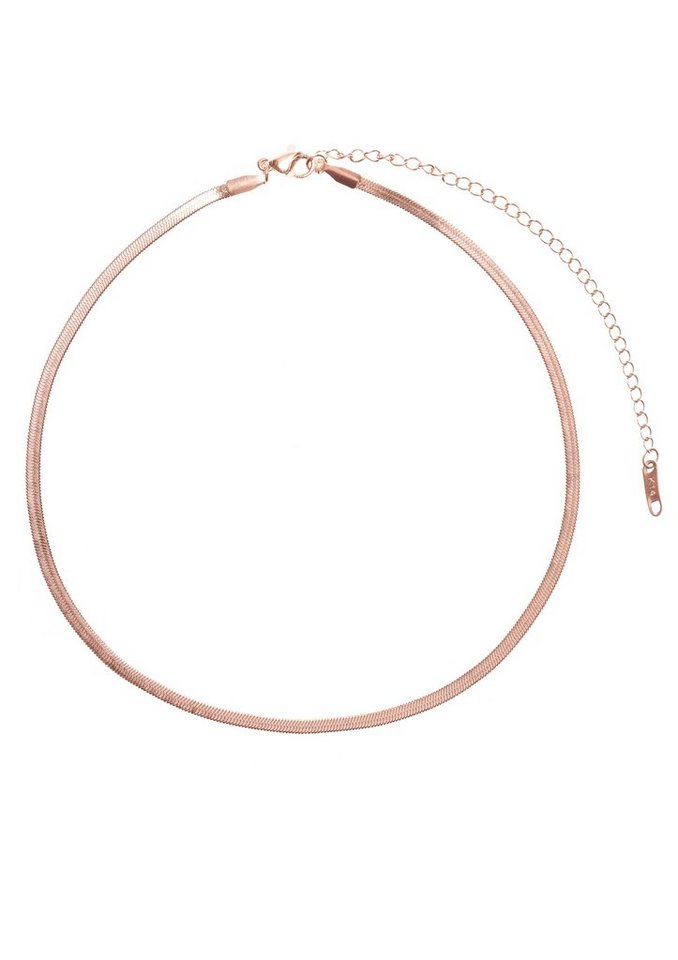 Hey Happiness Choker Kette Schlange kurz, 18K Roségold vergoldet, Edelstahl Damen Halskette Snake Fischgräte, wasserfest von Hey Happiness