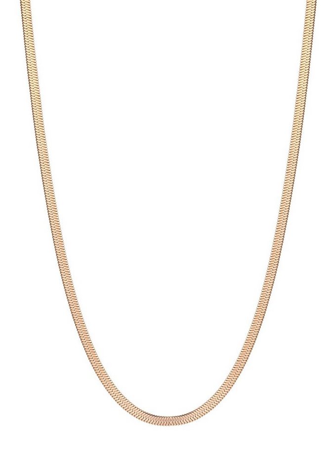 Hey Happiness Collier Schlangenkette Edelstahl Damen, 18K Roségold vergoldet, Halskette Snake flach, wasserfest von Hey Happiness