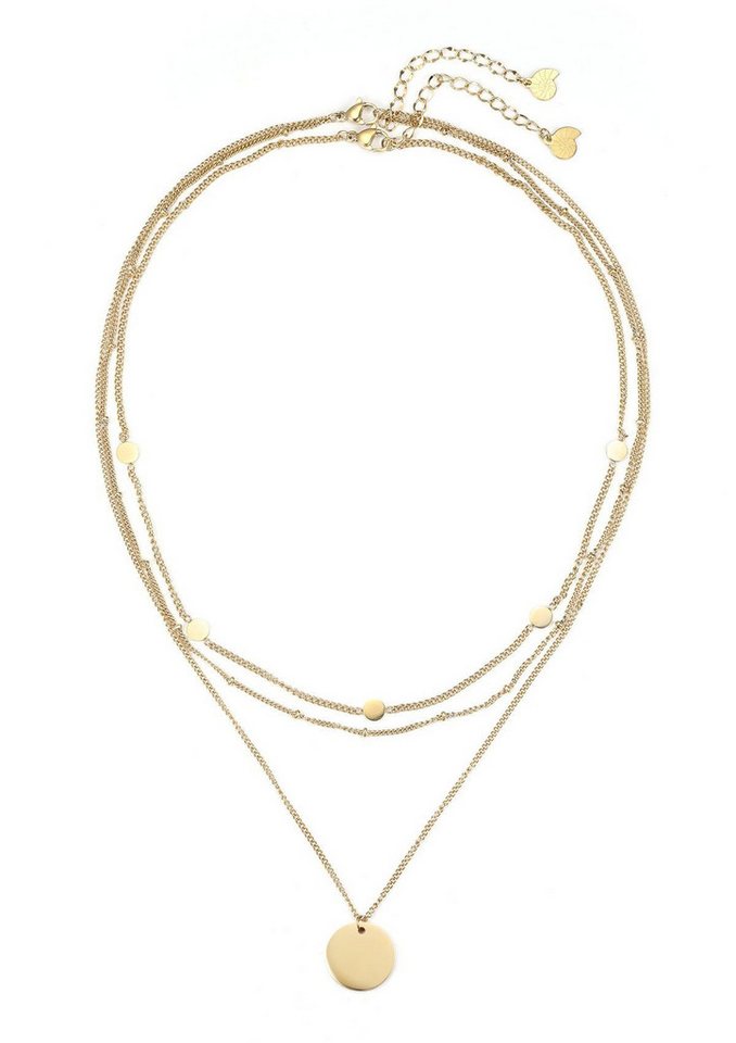 Hey Happiness Collier-Set Geo Plättchen Kette in Set, Layer Edelstahlkette, Vergoldet 18K Roségold, 2 Layering Halsketten mit Plättchen von Hey Happiness