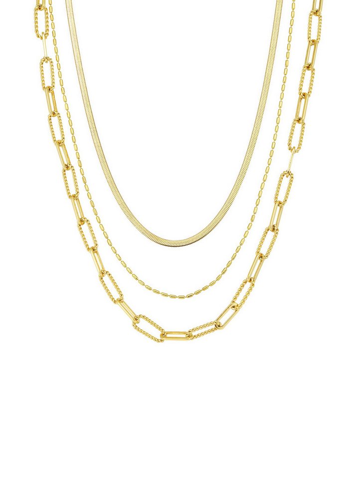 Hey Happiness Collier Stilvolles Trio, Schlangen, Link & Paperclip Kette, Mehrreihige Trio Layer Halskette Damen, wasserfest von Hey Happiness