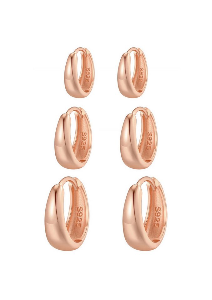 Hey Happiness Creolen-Set Kuppel-Stack, 6er Damenset Silber 925, Klein Mittel Groß, Basic Silber Ohrringe Set von Hey Happiness