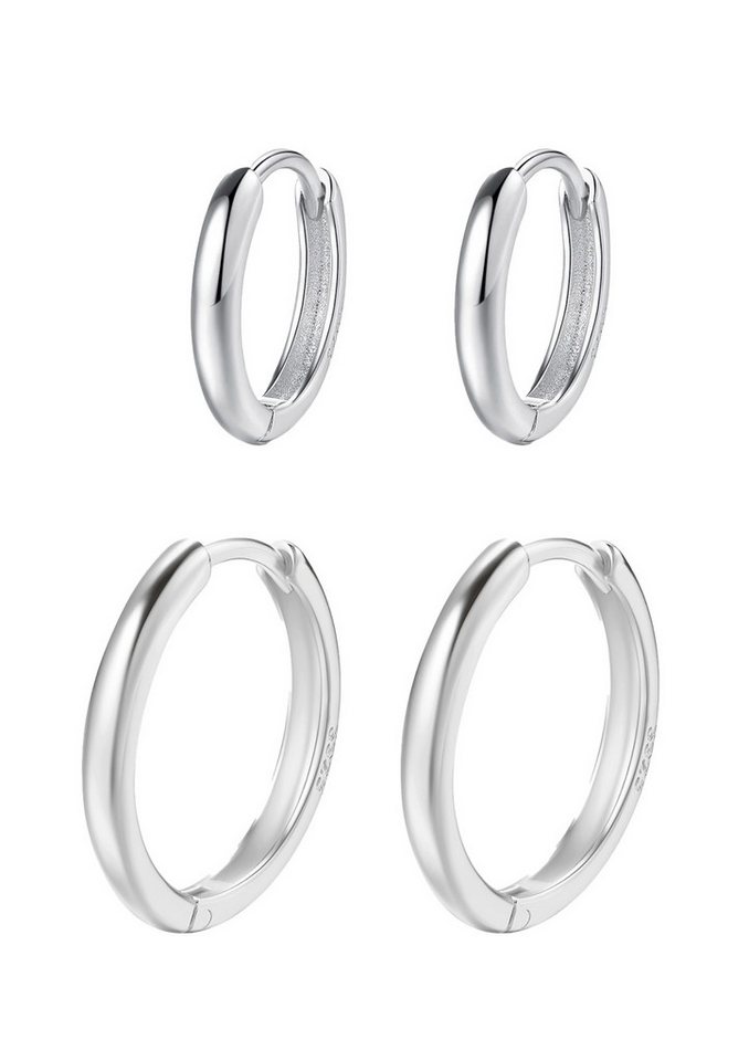 Hey Happiness Creolen-Set Layer Silber 925, Klassisches Silber Ohrring Set Basic, 18K Goldene Ohrringe für Männer, 4er Set Stacking Ohrringe Herren von Hey Happiness