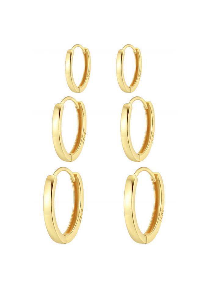 Hey Happiness Creolen-Set Trio Klassiker, 6er Damenset Silber 925, Basic Stack Silber Ohrringe Set, Klein Mittel Groß von Hey Happiness