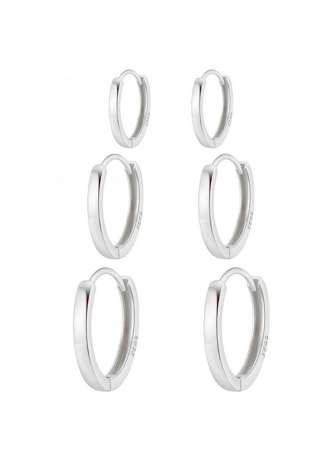Hey Happiness Creolen-Set Trio Klassiker, 6er Damenset Silber 925, Basic Stack Silber Ohrringe Set, Klein Mittel Groß von Hey Happiness