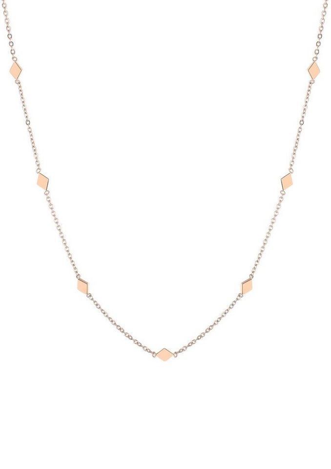 Hey Happiness Edelstahlkette Damen Geo Rhombus, 18K Gold Roségold, Kette Anhänger Viereck, wasserfest von Hey Happiness