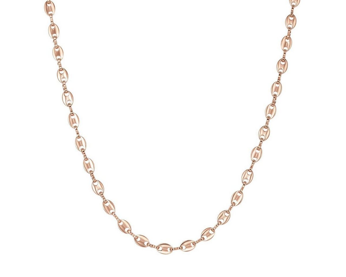 Hey Happiness Edelstahlkette Damen Maritim, Ovale Glieder Halskette 18K Roségold vergoldet, Puffed Mariner Anker Gliederkette, wasserfest von Hey Happiness