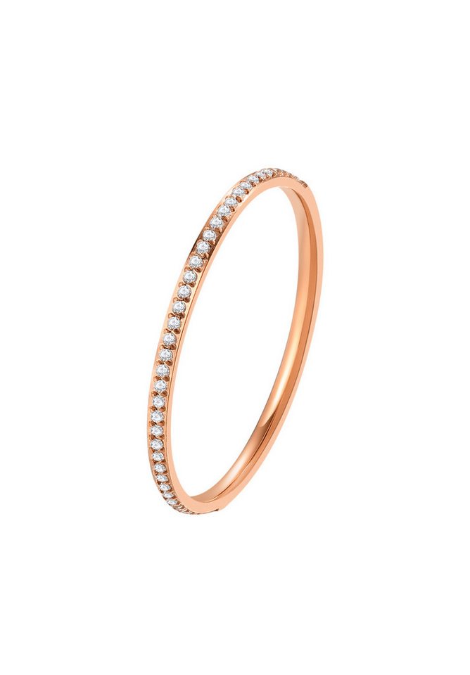 Hey Happiness Fingerring Glimmer, Zirkonia Bandring für Damen, Dünner Edelstahl Fingerring mit Kristallen, wasserfest von Hey Happiness