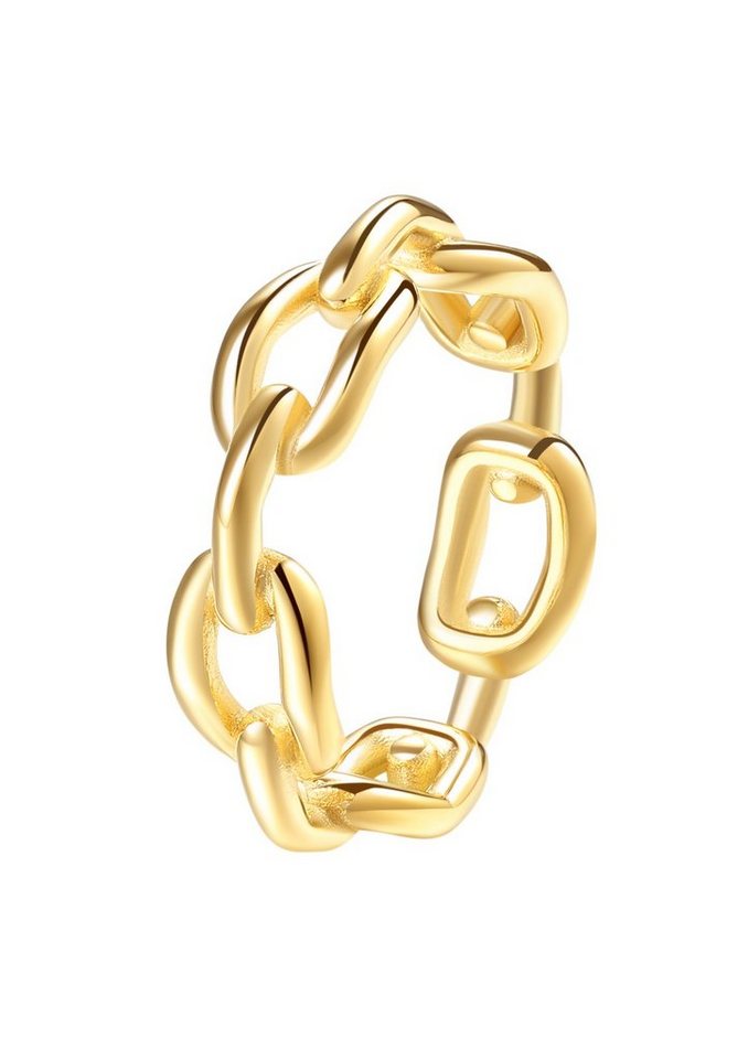 Hey Happiness Fingerring Damen 18K Vergoldet, Edelstahlring Großgliedrig, Glieder Ring Geo, Kettenring wasserfest von Hey Happiness