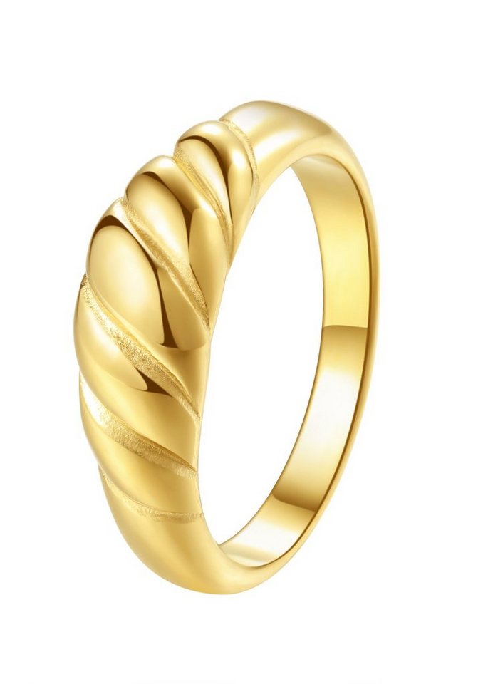 Hey Happiness Fingerring Damen Croissant 18K vergoldet, massiv, Edelstahl Fingerring gedreht, wasserfest von Hey Happiness