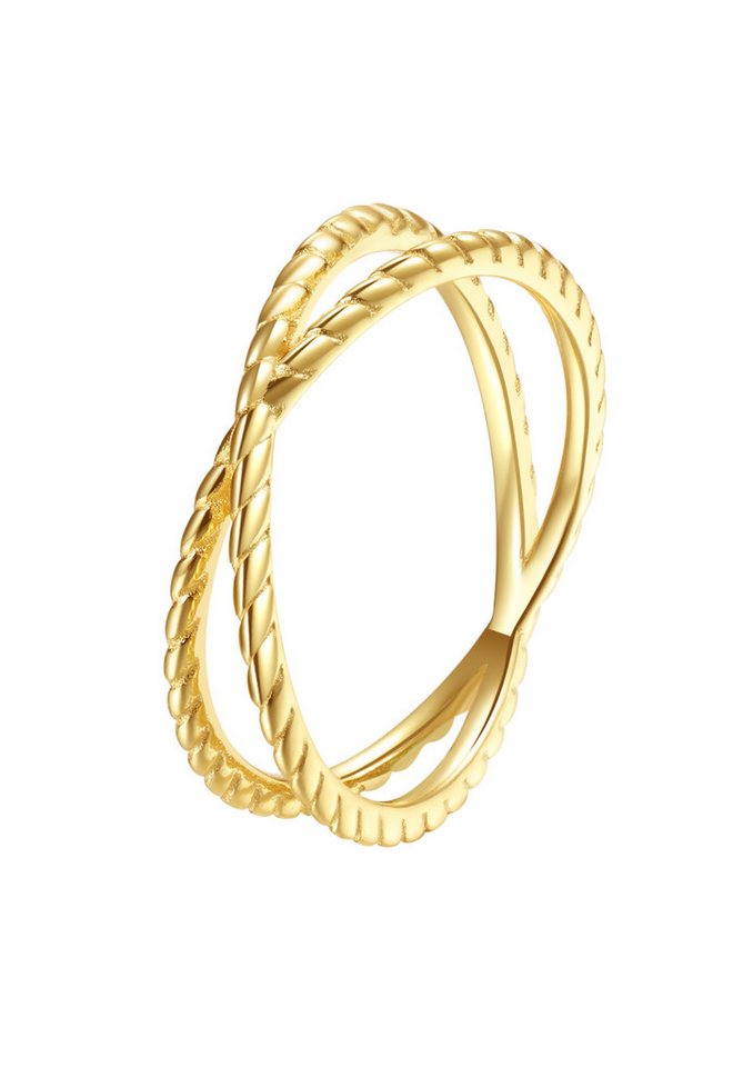 Hey Happiness Fingerring Doppel Roségold 18K Vergoldet, Ring Damen Silber 925, Silber Wickelring Überkreuz, Geschenk Idee von Hey Happiness