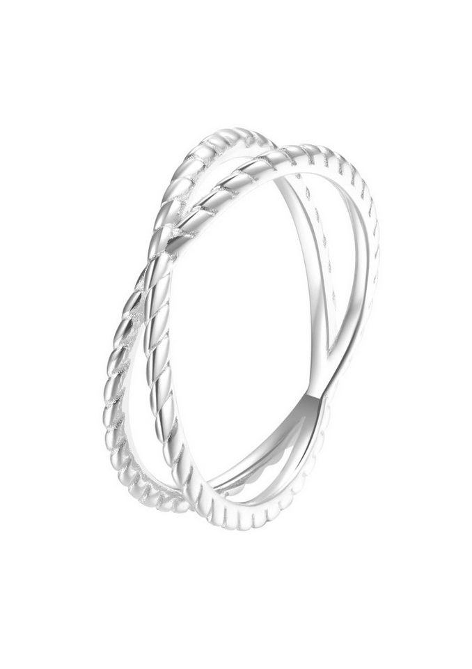 Hey Happiness Fingerring Doppel Roségold 18K Vergoldet, Ring Damen Silber 925, Silber Wickelring Überkreuz, Geschenk Idee von Hey Happiness