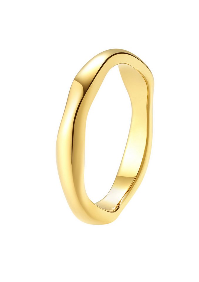 Hey Happiness Fingerring Gewellt, 18K Gold vergoldet, Eleganter Basic Damen Ring, wasserfest von Hey Happiness