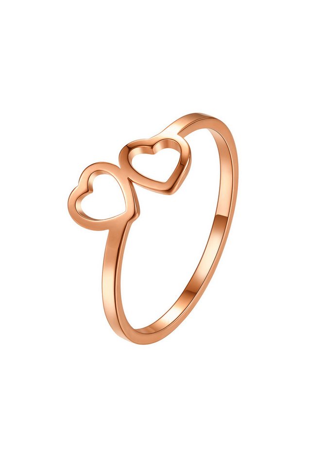 Hey Happiness Fingerring Herzen, Zarter Ring, 18K Vergoldeter Edelstahlring, Herzring für Damen Hey Happiness Fingerring Herzen, Zarter Ring, 18K Vergoldeter Edelstahlring, Herzring für Damen von Hey Happiness