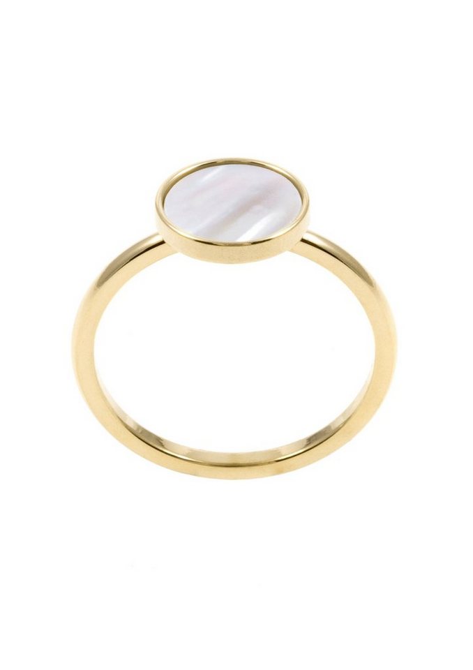 Hey Happiness Fingerring Kreis Muschel 18K Gold Roségold, Edelstahl Damen Ring Geo Plättchen, Geschenk Idee von Hey Happiness